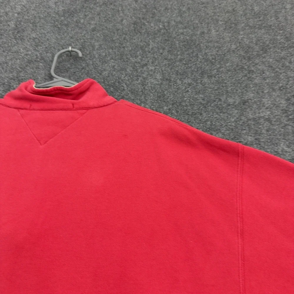 Vintage Tommy Hilfiger Sweatshirt Men L Red Cotton Quarter Zip Outdoors Gorpcore